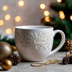 Fototapeta premium Cup of coffee with christmas decorations.