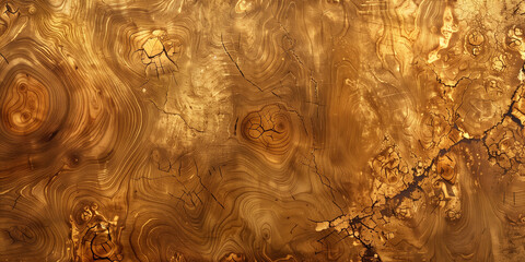 Golden wood surface texture pattern. Yellow gold and brown wood texture background. Luxury risch style wallpaper. Digital artistic artwork raster bitmap illustration. Boho style design. AI artwork.
