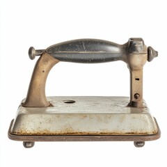 Antique iron with handle and base.