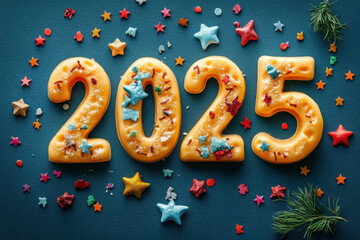 2025 new year celebration coming soon with spices and confetti decoration