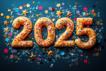 2025 new year celebration coming soon with spices and confetti decoration
