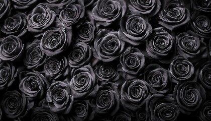 Elegant Black Roses in Bloom. Dramatic Valentine&rsquo;s Day Floral Arrangement Symbolizing Eternal Love and Mysterious Passion. Perfect for Gothic Themed Romantic Celebrations and Unique Gift Concepts