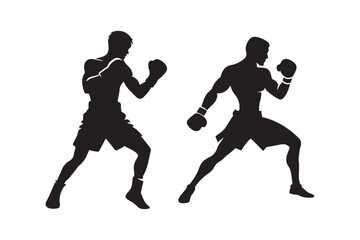 Boxing silhouette vector bundle illustration, Boxing silhouette 