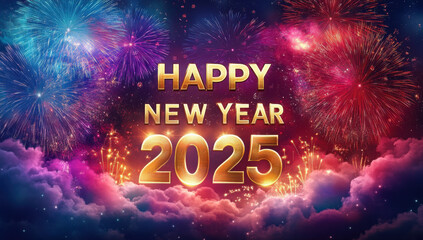 festive wallpaper featuring a Happy New Year 2025 design.