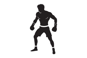 Boxing silhouette vector bundle illustration, Boxing silhouette 