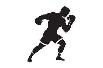 Boxing silhouette vector bundle illustration, Boxing silhouette 
