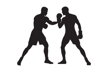 Boxing silhouette vector bundle illustration, Boxing silhouette 