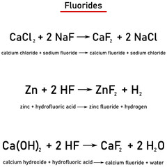 Chemical reaction - formation of fluorides by precipitation, dissolution of metals in hydrofluoric acid, neutralization of hydrofluoric acid by hydroxides