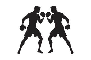 Boxing silhouette vector bundle illustration, Boxing silhouette 