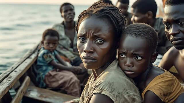 African migrants embarking on treacherous boat journey across the sea in search of safety and better opportunities