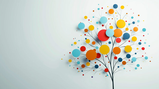 Colorful abstract tree with circles representing ideas and growth