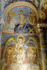 The highlight of Göreme Open-Air Museum is the stunning Dark Church carved in rocks. Cappadocia, Turkey.
