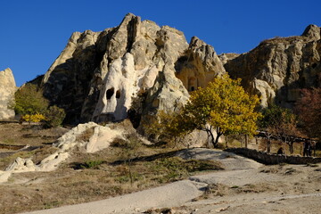 Zelve Open Air Museum in Cappadocia – a monastery carved into the rocks. Turkey.