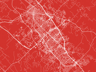 Christmas Map of College Station Texas, USA in Snowy White on Festive Red Background.