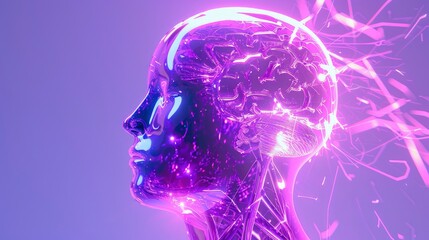 Naklejka premium Artificial Intelligence brain and modern technology background