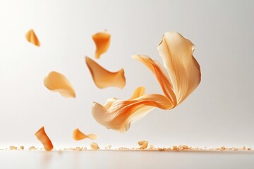 Delicate Flower Petals Falling on a White Background - Abstract Floral Photography