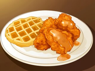 Crispy Fried Chicken and Waffle Dish
