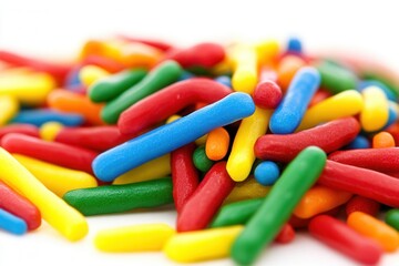 Colorful assortment of chewy candy sticks closeup
