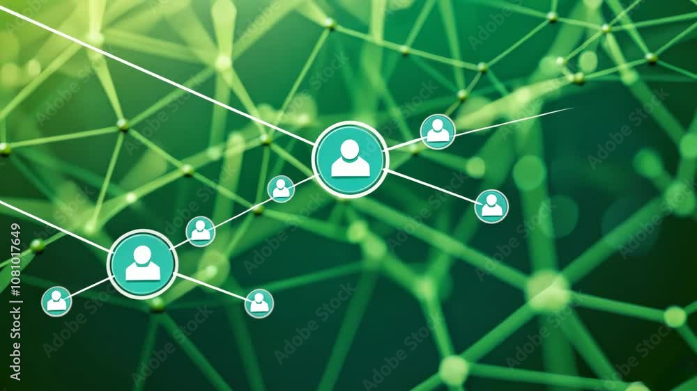 Poster abstract green network connections with bokeh lights. conceptual image for technology, connectivity,