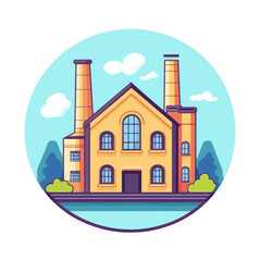 Factory Building Icon Isolated On Transparent Background