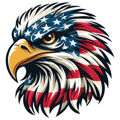 Patriotic bald eagle vector illustration with American flag colors, perfect for national events