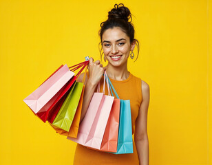 woman holding shopping bags
