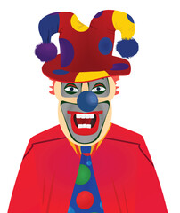 Isolated clown face. vector illustration