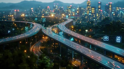 The Urban Highway at Night