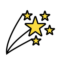 Star icon, golden star, shooting star, Christmas star, space,  Christmas icon, merry christmas, star with black stroke