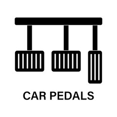 Car Pedals. Foot Pressing on Brake or Accelerator or Clutch Pedal Icon Symbol. Vector Illustration. 