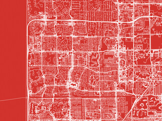 Christmas Map of Coral Springs Florida, USA in Snowy White on Festive Red Background.