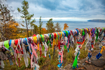 autumn on lake Baikal. Shamanic holy places