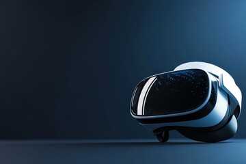Advanced VR headset displayed on a dark background at night