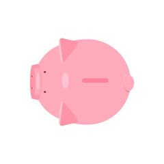 Piggy bank symbol top view. Flat vector illustration for design or icon.