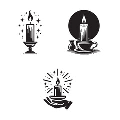  Candle Silhouette Vector Set - Decorative Candle Outline Illustrations