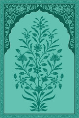 Indian Mughal flower motif. Mughal wall paintings, Mughal silhouette flower motif.  © Design 35