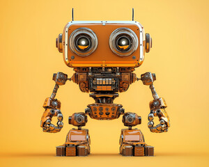 Fototapeta premium Charming Abstract Robot Planner on an Ochre Background