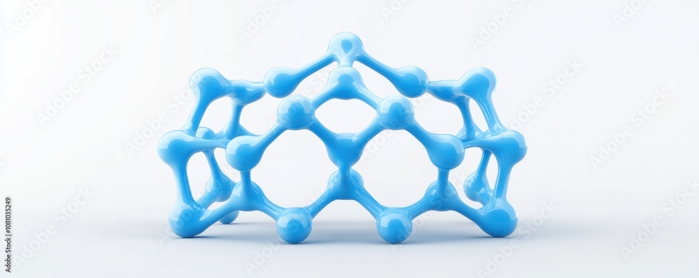 Poster blue molecular structure in 3d rendering on a white background