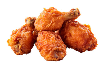 Southern fried chicken isolated on a transparent background