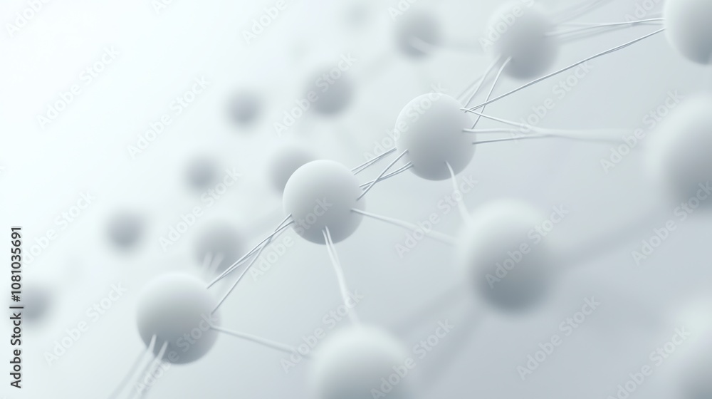 Aufkleber abstract 3d network structure with interconnected spheres on a light grey background.