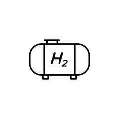 Hydrogen gas tank thin line vector icon.