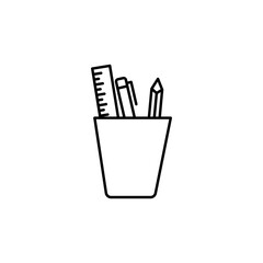 Pencil holder thin line vector icon.
