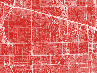 Christmas Map of Davie Florida, USA in Snowy White on Festive Red Background.