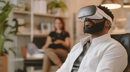 Virtual reality therapist guiding patients through immersion