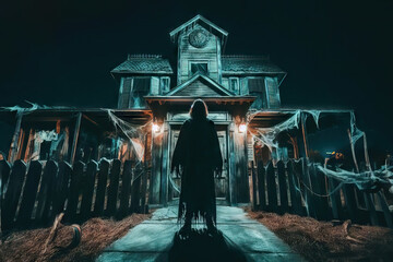 The Haunted House Visitor. AI generated