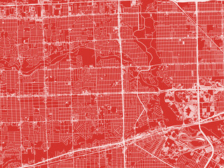 Christmas Map of Dearborn Heights  Michigan, USA in Snowy White on Festive Red Background.