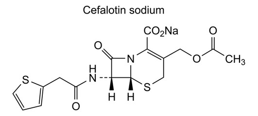 Chemical structure of cefapirin sodium, drug substance