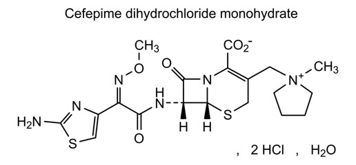 Obraz premium Chemical structure of cefepime dihydrochloride monohydrate, drug substance