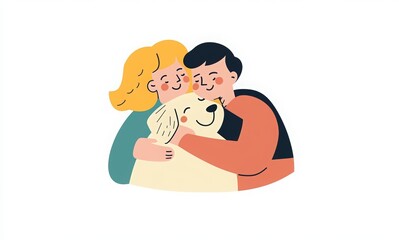 Fototapeta premium happy family, with children smiling and playing together. clipart design for a children's book cover. 