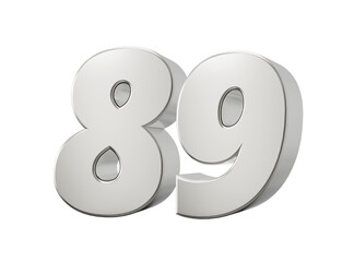 Numeral 89, eighty nine, isolated on white background, 3d illustration
